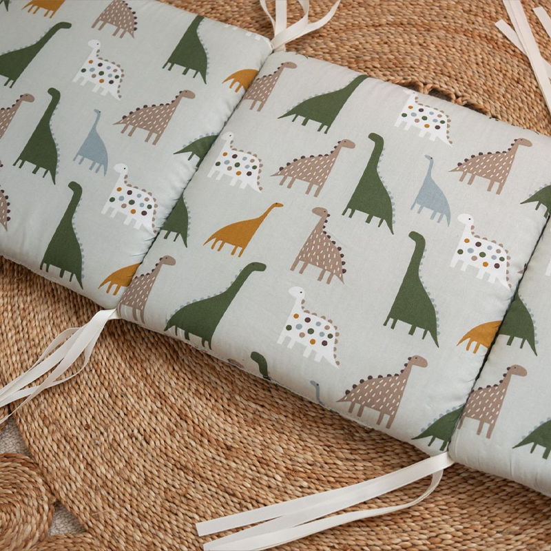 11.8 Inches 3D Cotton Fulfill Gauze A/B Side 3cm Thick with Ties For Crib - Dinosaur