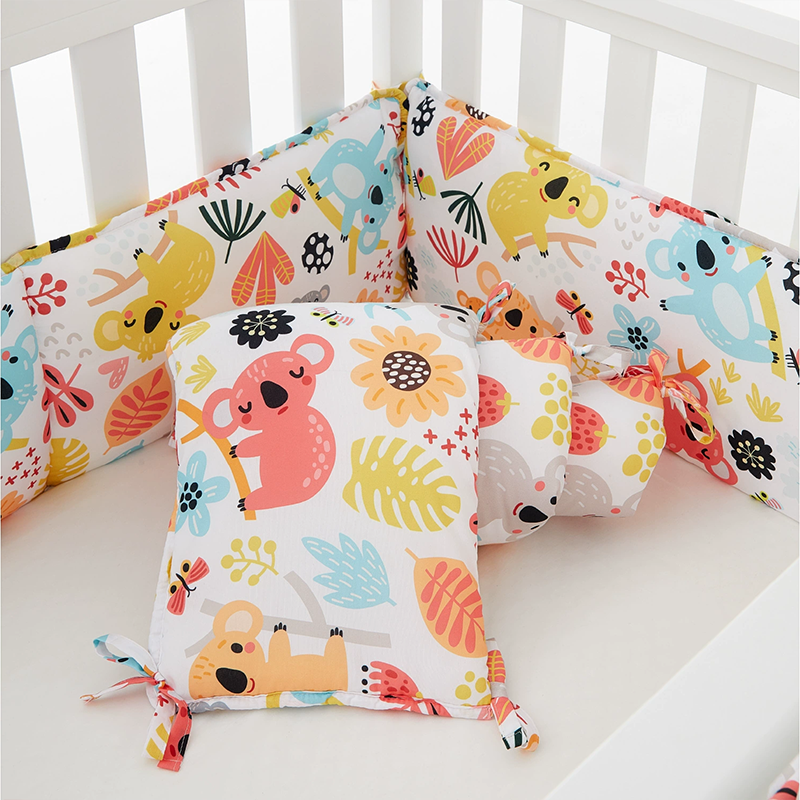 4 Pieces Set of Breathable Crib Liner for Baby Crib