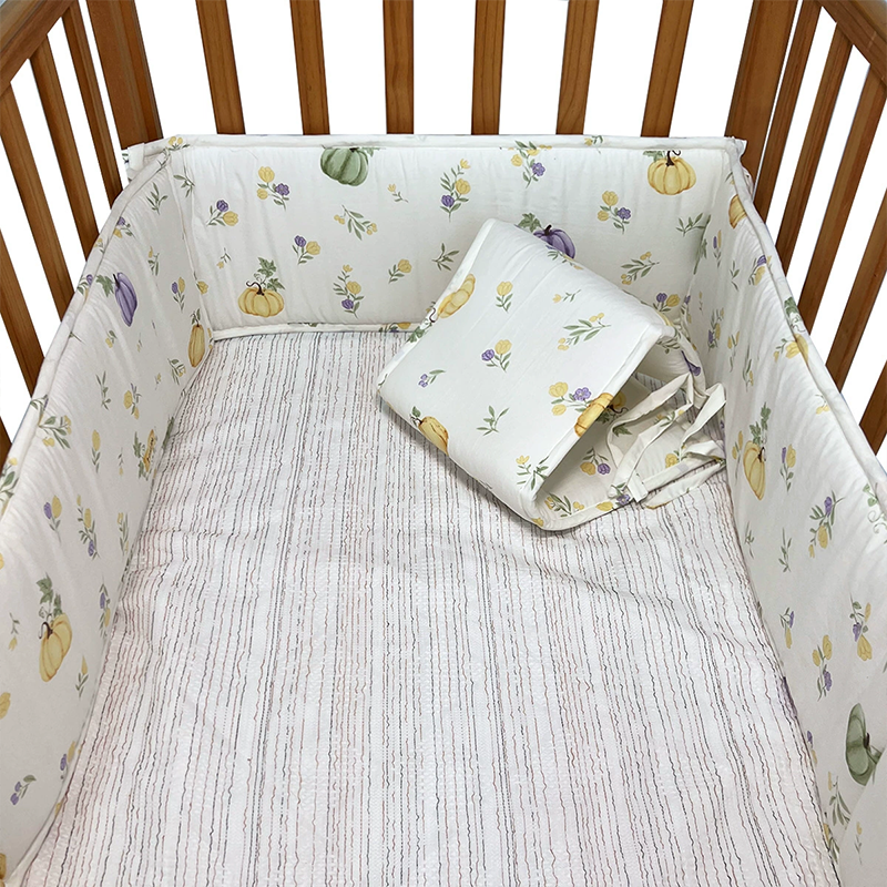 4 Pieces Set of Breathable Crib Liner for Baby Crib