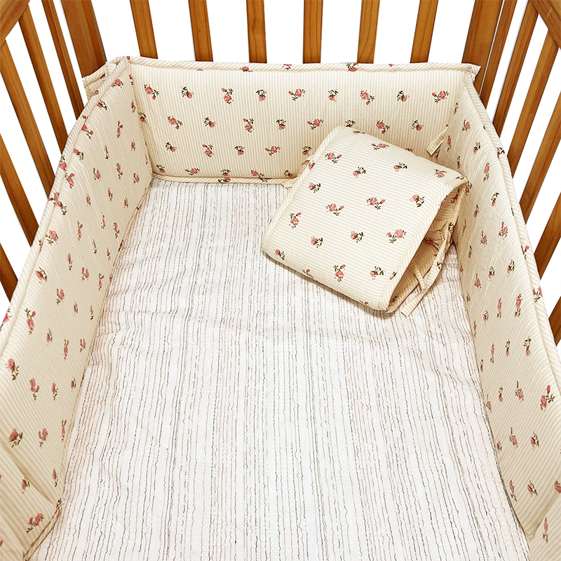 4 Pieces Set of Breathable Crib Liner for Baby Crib