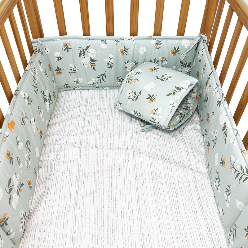 4 Pieces Set of Breathable Crib Liner for Baby Crib