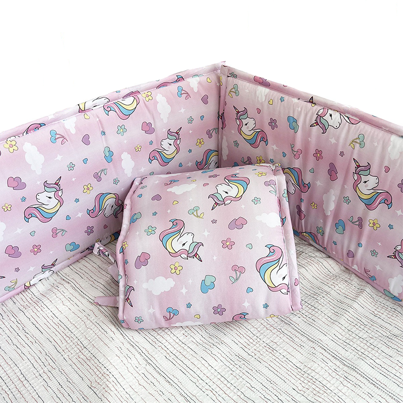 4 Pieces Set of Breathable Crib Liner for Baby Crib