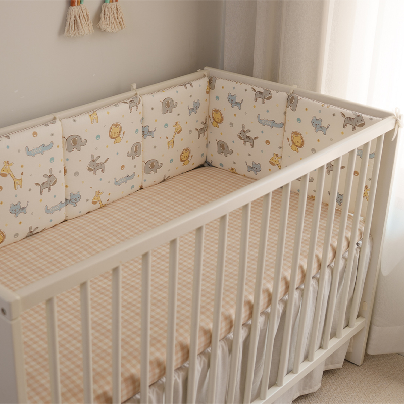 Baby Crib Around Cot Padding 6 Pieces 100% Cotton Set Soft Protective Cushions