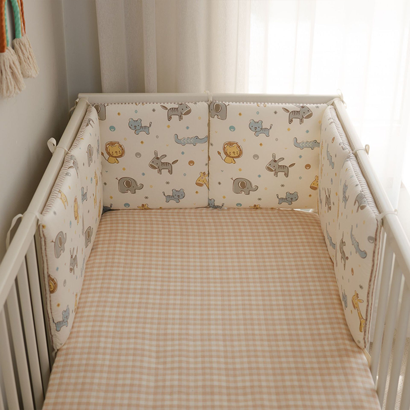 Baby Crib Around Cot Padding 6 Pieces 100% Cotton Set Soft Protective Cushions