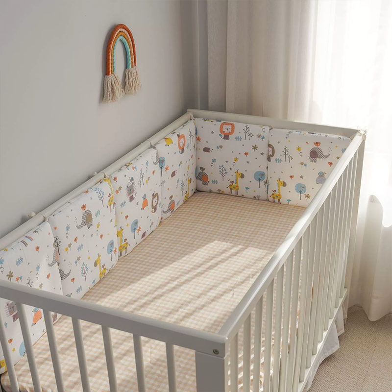 Baby Crib Around Cot Padding 6 Pieces 100% Cotton Set Soft Protective Cushions