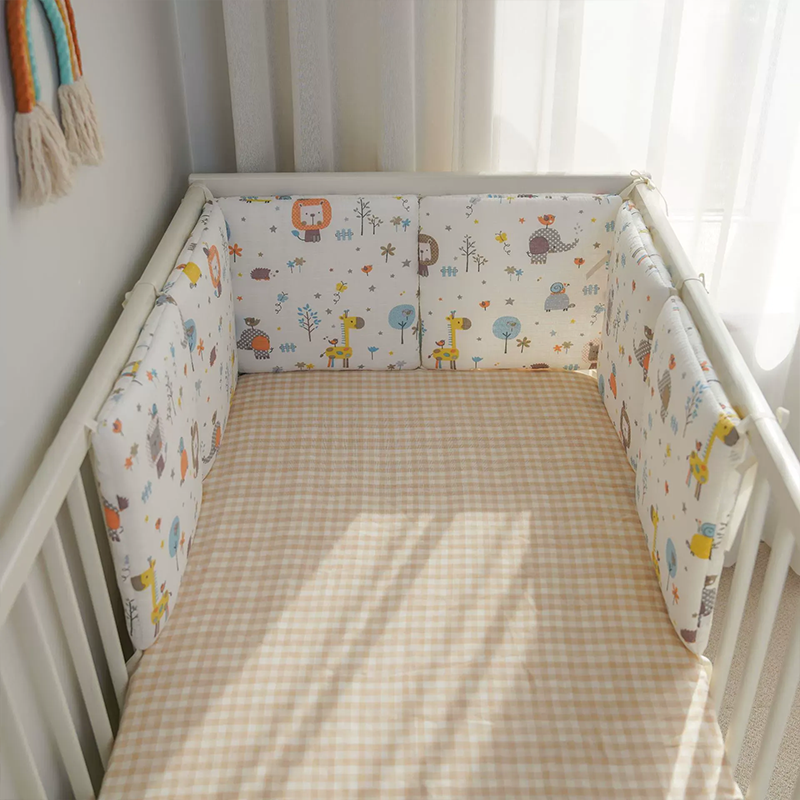 Baby Crib Around Cot Padding 6 Pieces 100% Cotton Set Soft Protective Cushions