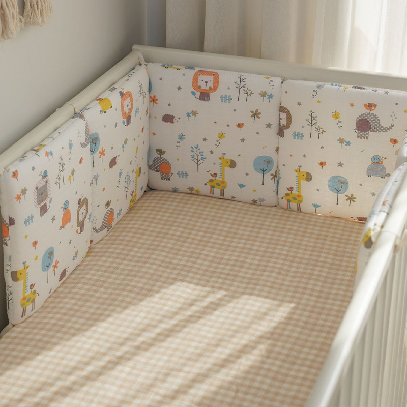 Baby Crib Around Cot Padding 6 Pieces 100% Cotton Set Soft Protective Cushions