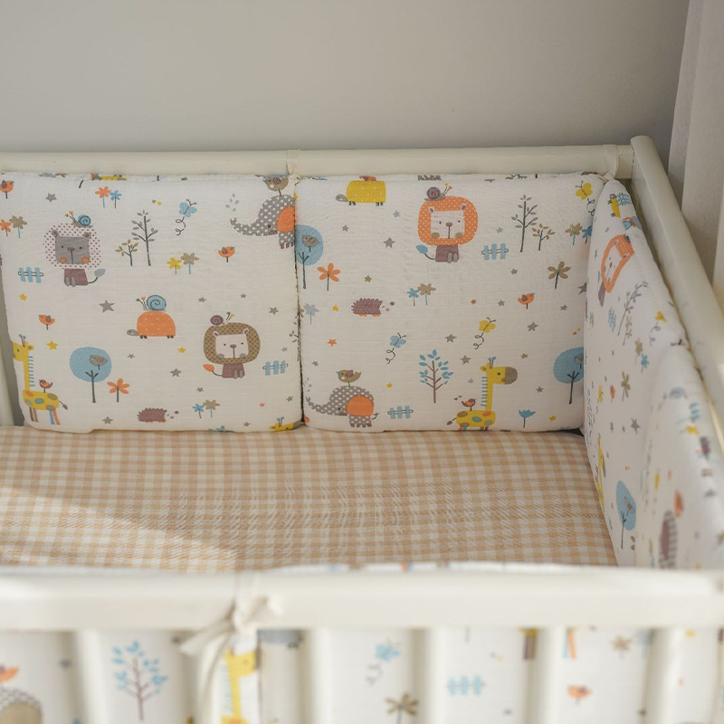 Baby Crib Around Cot Padding 6 Pieces 100% Cotton Set Soft Protective Cushions