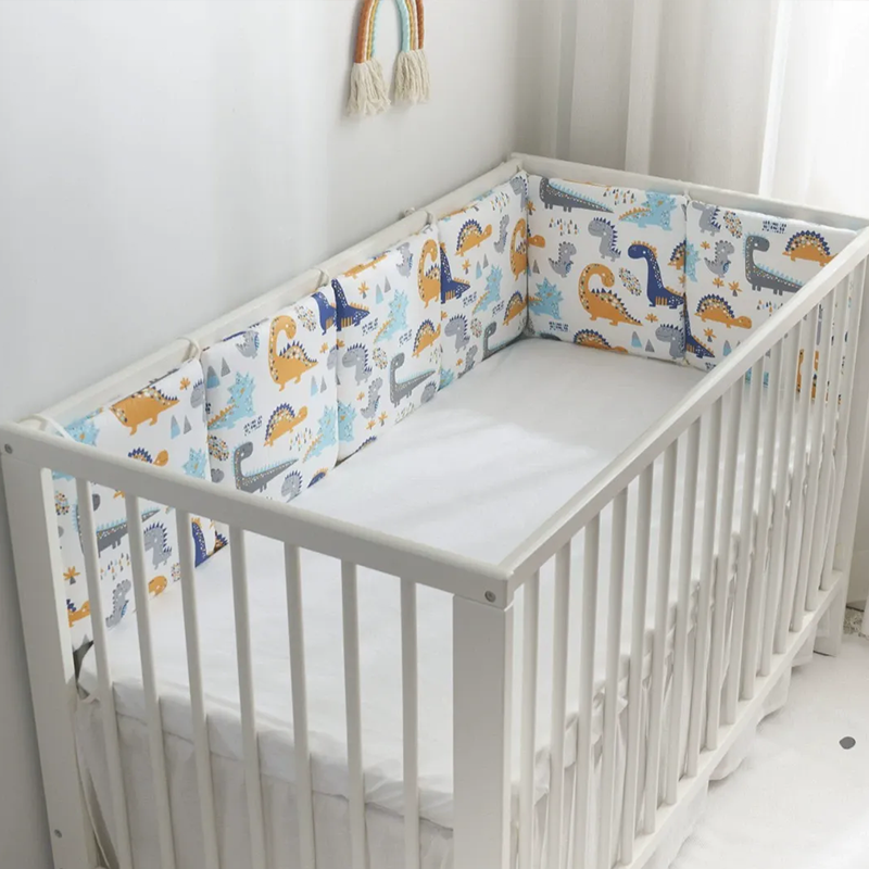 Baby Crib Around Cot Padding 6 Pieces 100% Cotton Set Soft Protective Cushions