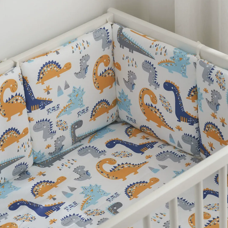 Baby Crib Around Cot Padding 6 Pieces 100% Cotton Set Soft Protective Cushions