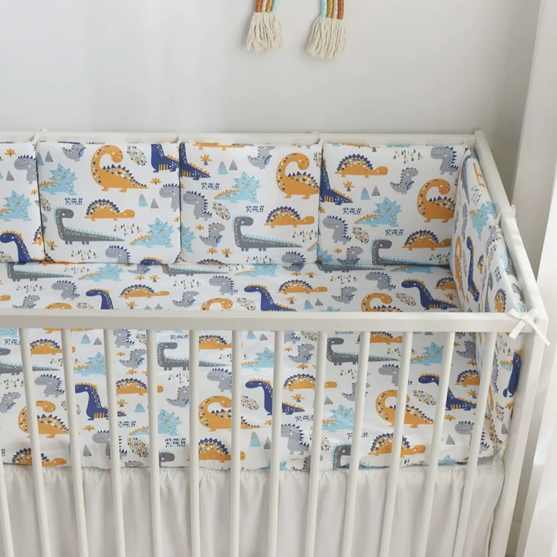 Baby Crib Around Cot Padding 6 Pieces 100% Cotton Set Soft Protective Cushions