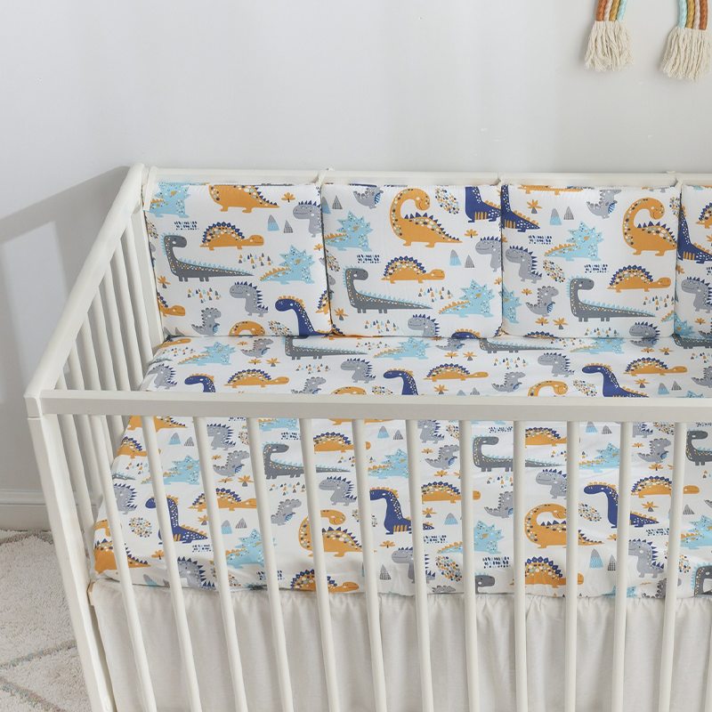 Baby Crib Around Cot Padding 6 Pieces 100% Cotton Set Soft Protective Cushions