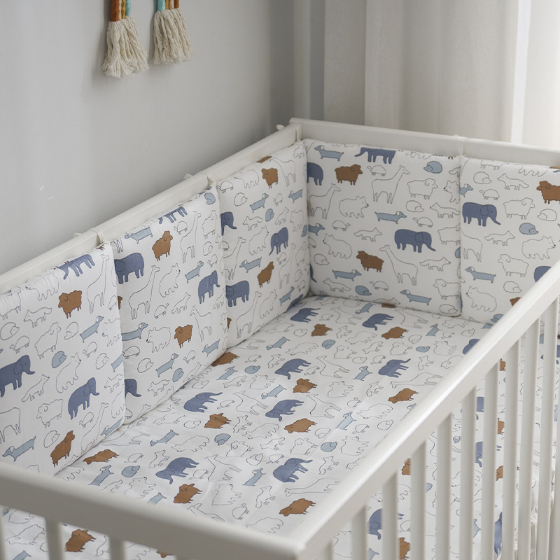 Baby Crib Around Cot Padding 6 Pieces 100% Cotton Set Soft Protective Cushions