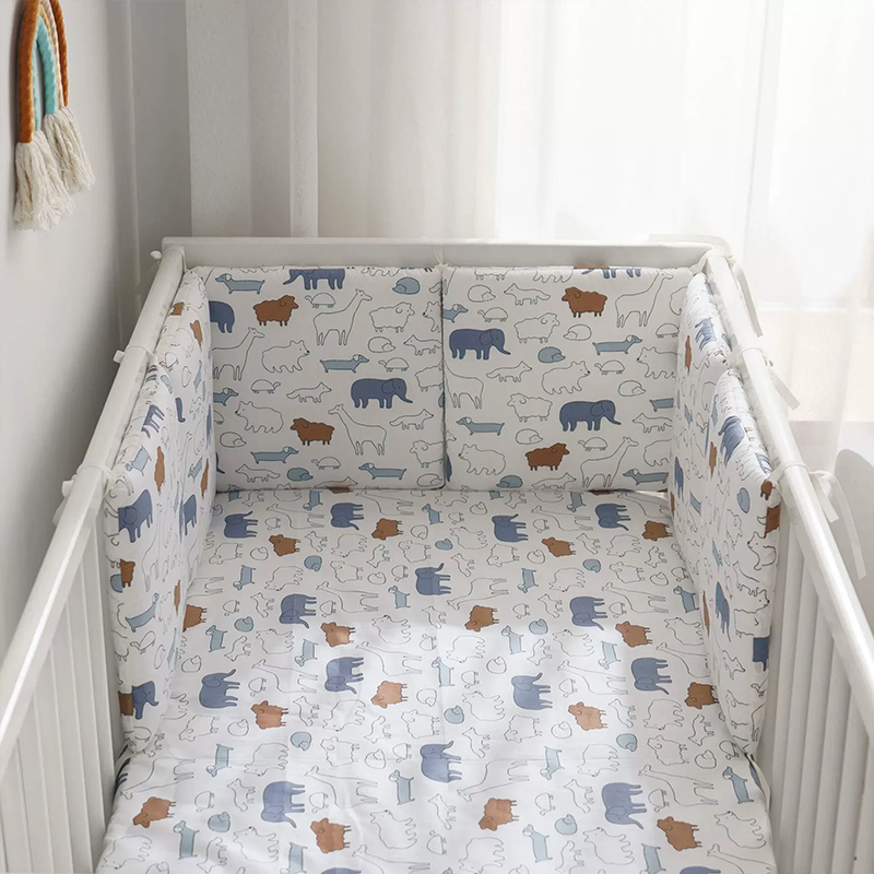 Baby Crib Around Cot Padding 6 Pieces 100% Cotton Set Soft Protective Cushions