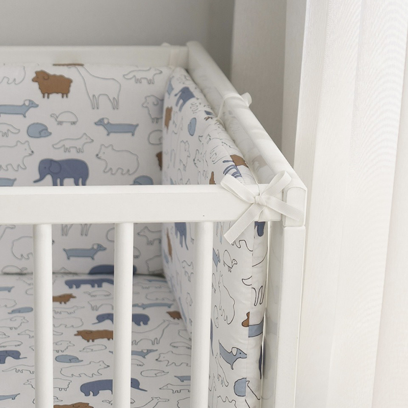 Baby Crib Around Cot Padding 6 Pieces 100% Cotton Set Soft Protective Cushions