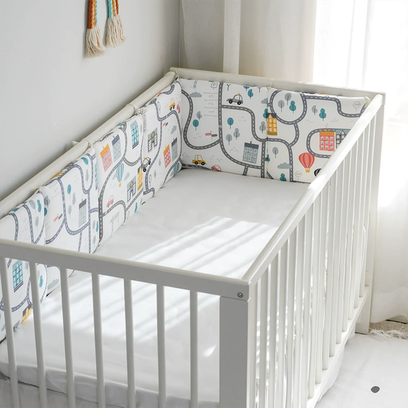 Baby Crib Around Cot Padding 6 Pieces 100% Cotton Set Soft Protective Cushions