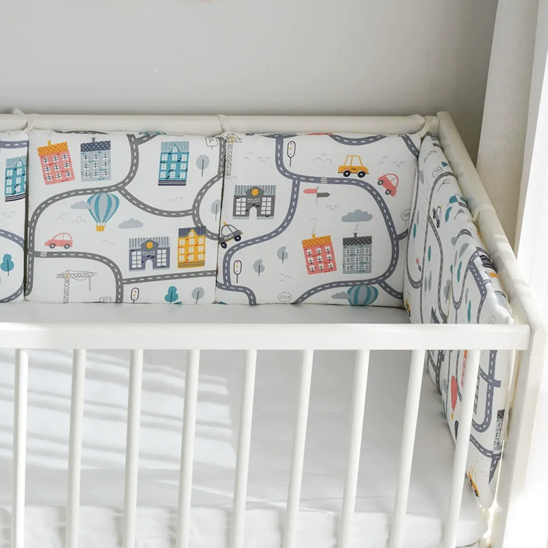 Baby Crib Around Cot Padding 6 Pieces 100% Cotton Set Soft Protective Cushions