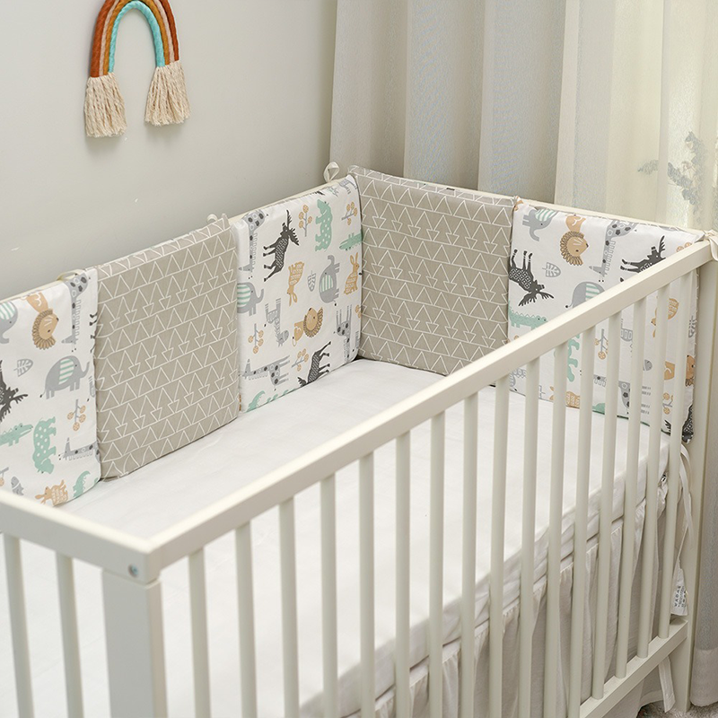 Baby Crib Around Cot Padding 6 Pieces 100% Cotton Set Soft Protective Cushions
