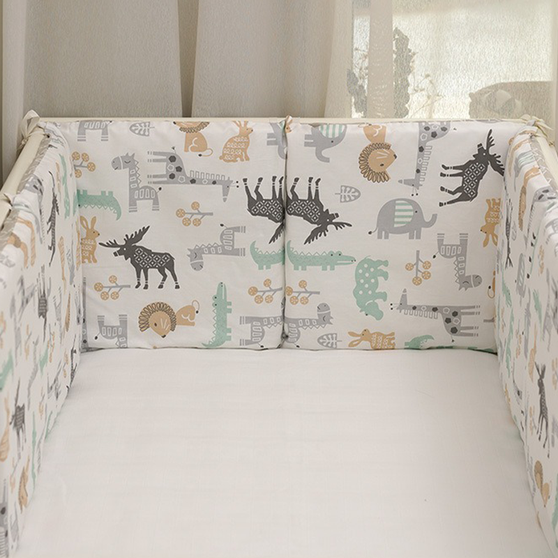 Baby Crib Around Cot Padding 6 Pieces 100% Cotton Set Soft Protective Cushions
