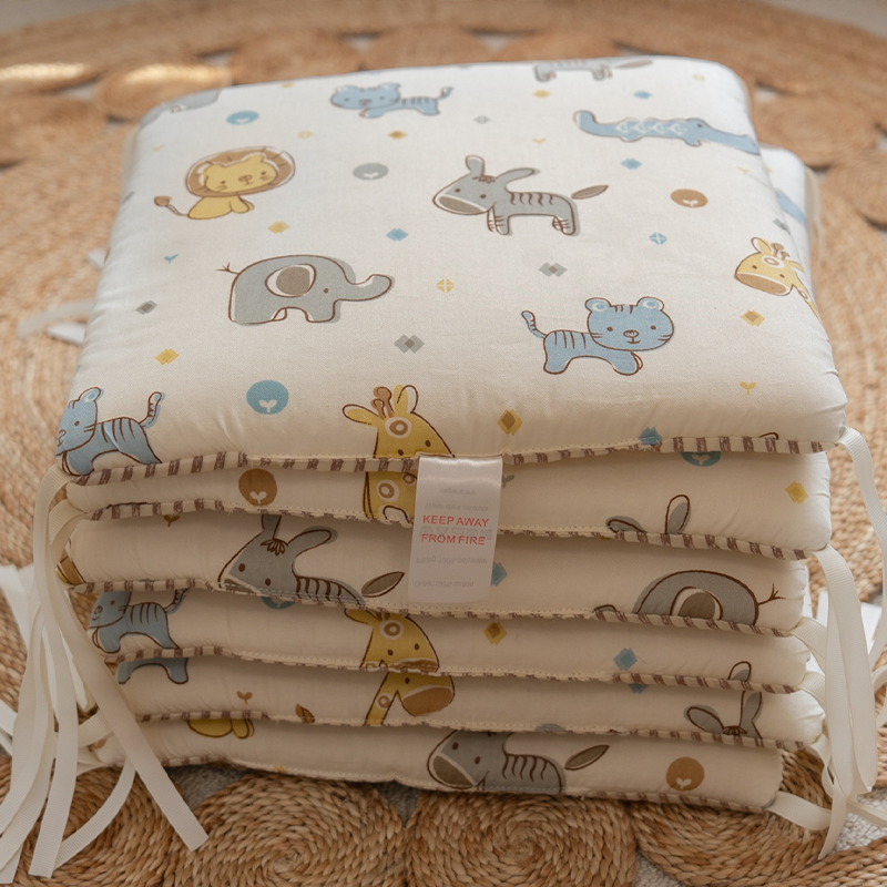Baby Crib Around Cot Padding 6 Pieces 100% Cotton Set Soft Protective Cushions