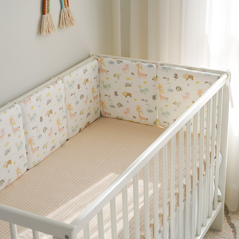 Baby Crib Around Cot Padding 6 Pieces 100% Cotton Set Soft Protective Cushions