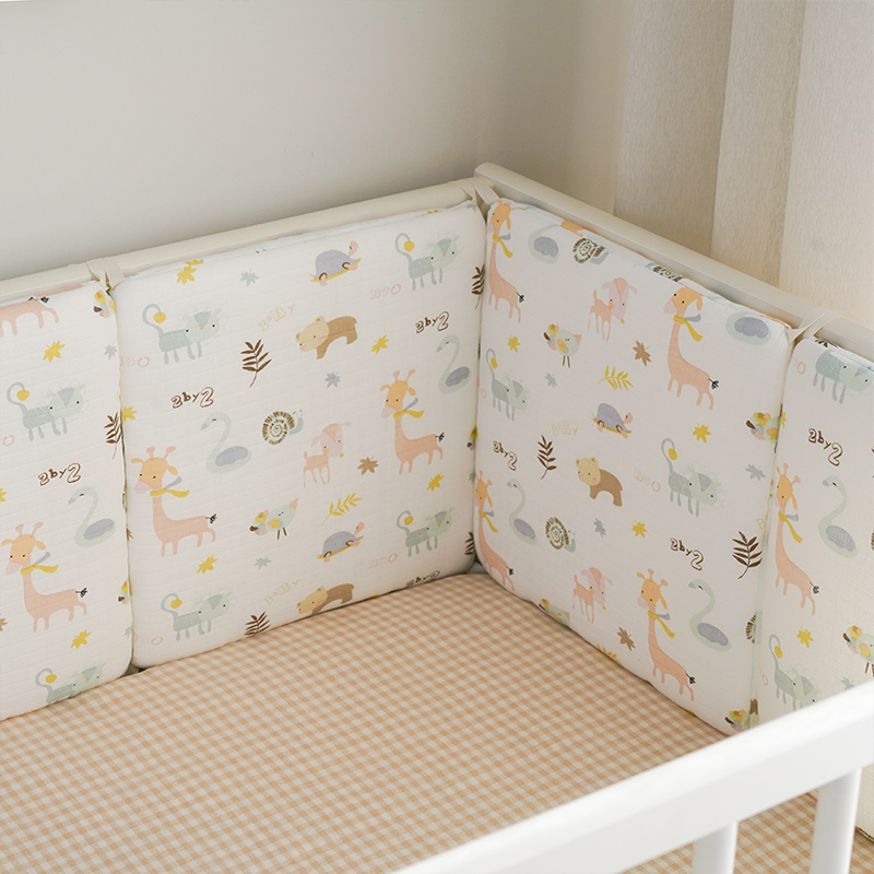 Baby Crib Around Cot Padding 6 Pieces 100% Cotton Set Soft Protective Cushions