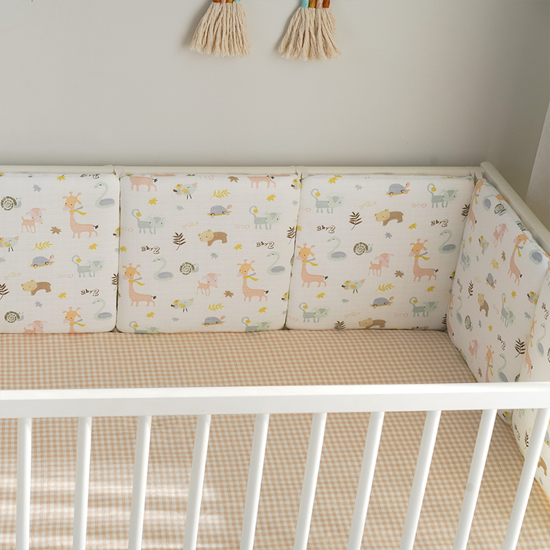 Baby Crib Around Cot Padding 6 Pieces 100% Cotton Set Soft Protective Cushions