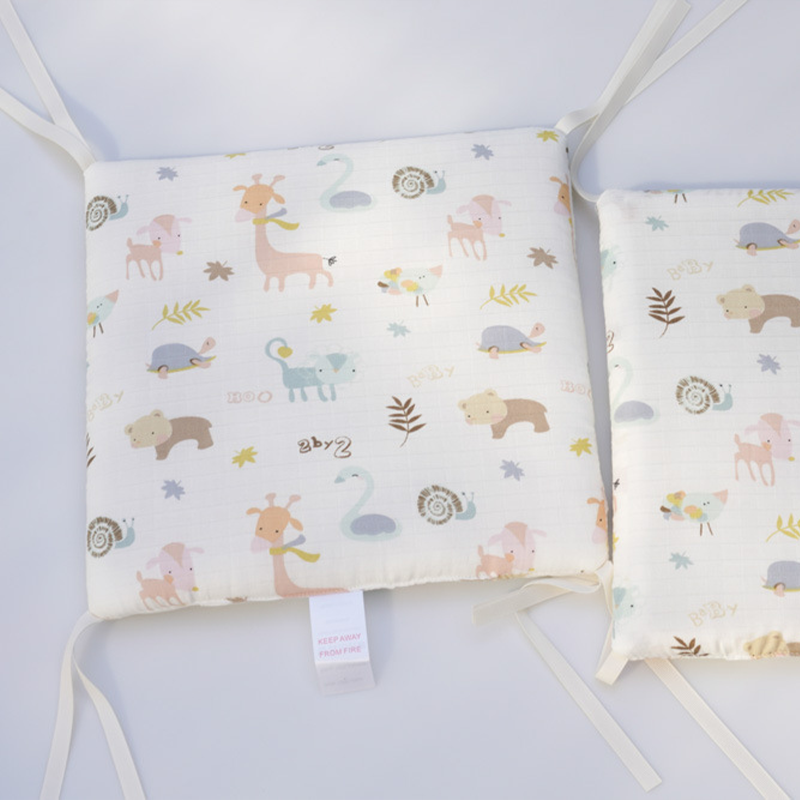 Baby Crib Around Cot Padding 6 Pieces 100% Cotton Set Soft Protective Cushions