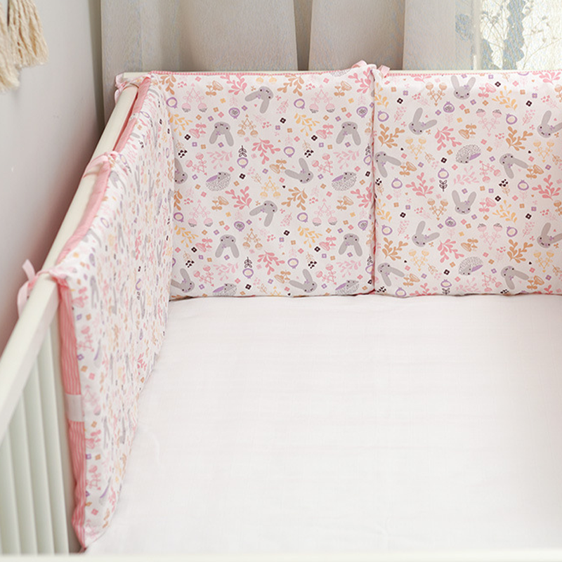 Baby Crib Around Cot Padding 6 Pieces 100% Cotton Set Soft Protective Cushions