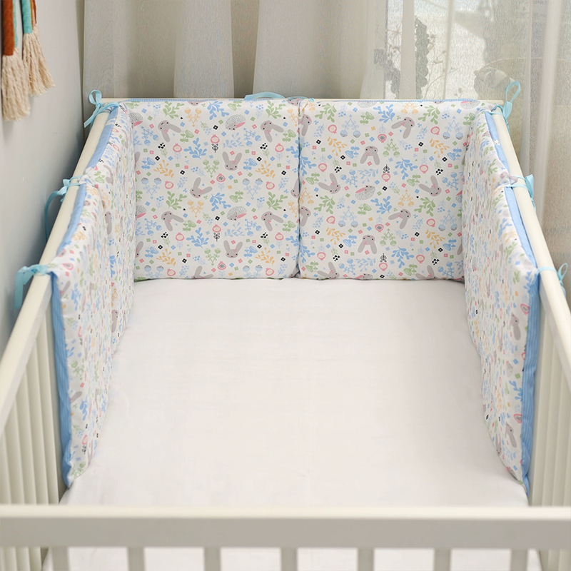 Baby Crib Around Cot Padding 6 Pieces 100% Cotton Set Soft Protective Cushions