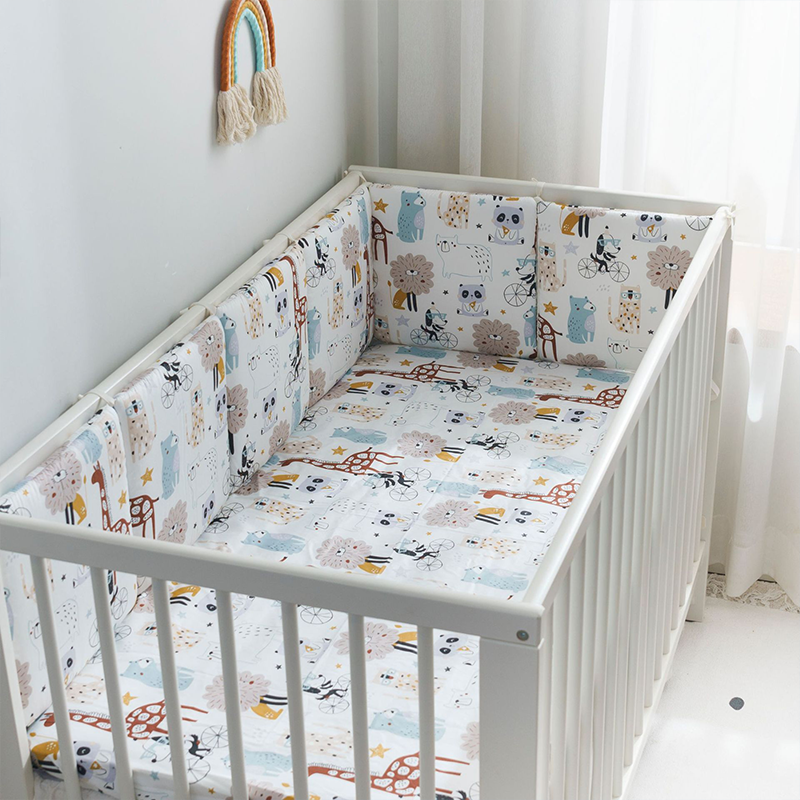 Baby Crib Around Cot Padding 6 Pieces 100% Cotton Set Soft Protective Cushions