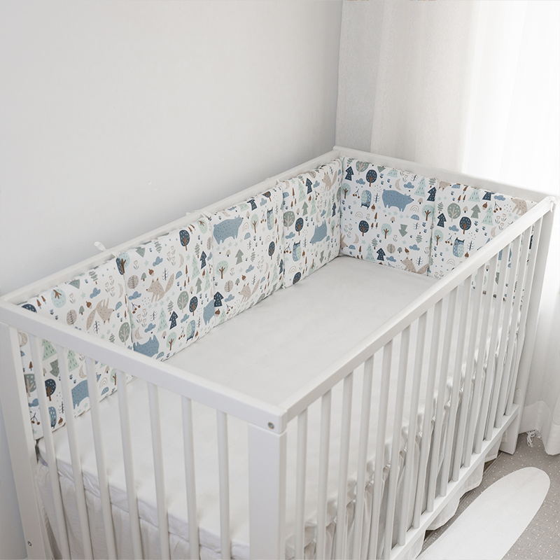 Baby Crib Around Cot Padding 6 Pieces 100% Cotton Set Soft Protective Cushions