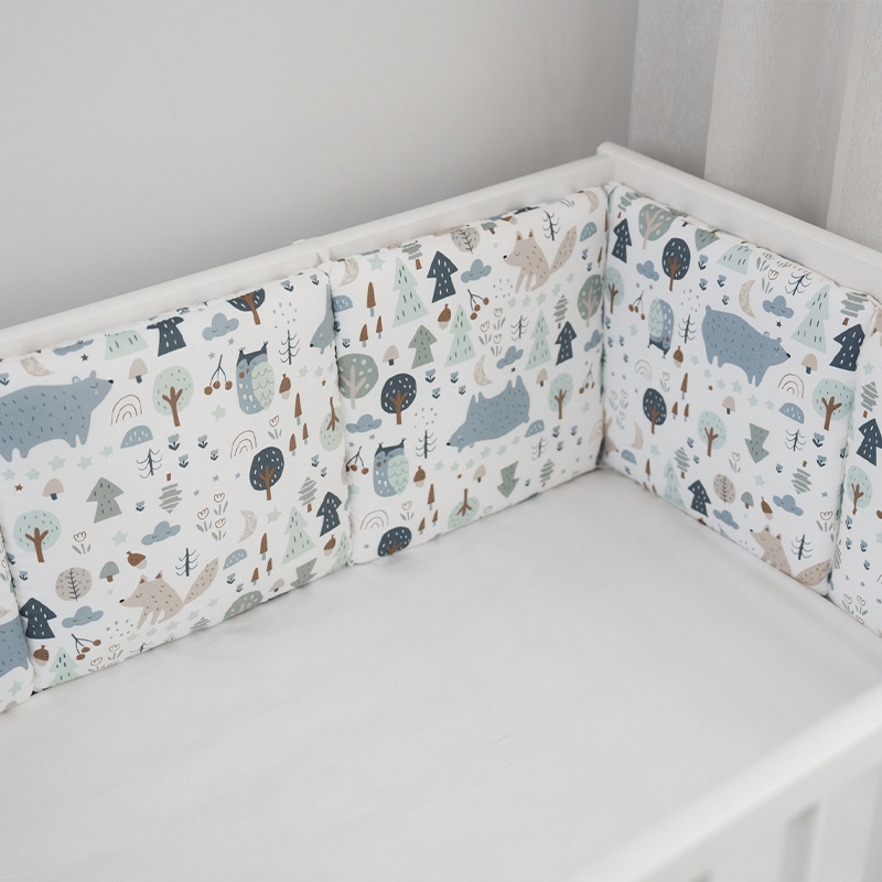 Baby Crib Around Cot Padding 6 Pieces 100% Cotton Set Soft Protective Cushions