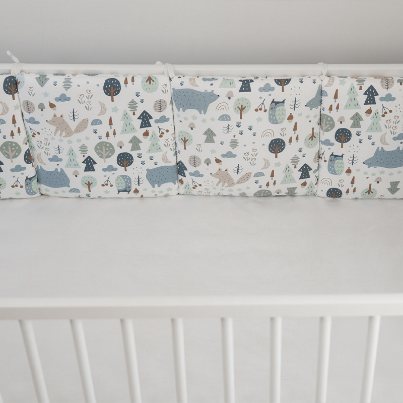 Baby Crib Around Cot Padding 6 Pieces 100% Cotton Set Soft Protective Cushions