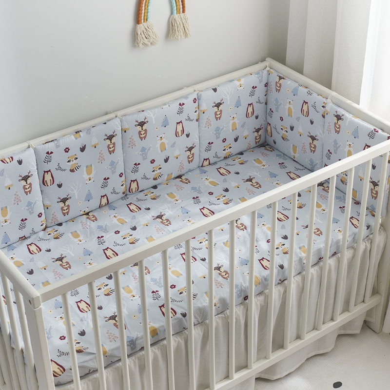 Baby Crib Around Cot Padding 6 Pieces 100% Cotton Set Soft Protective Cushions