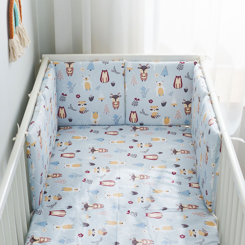 Baby Crib Around Cot Padding 6 Pieces 100% Cotton Set Soft Protective Cushions