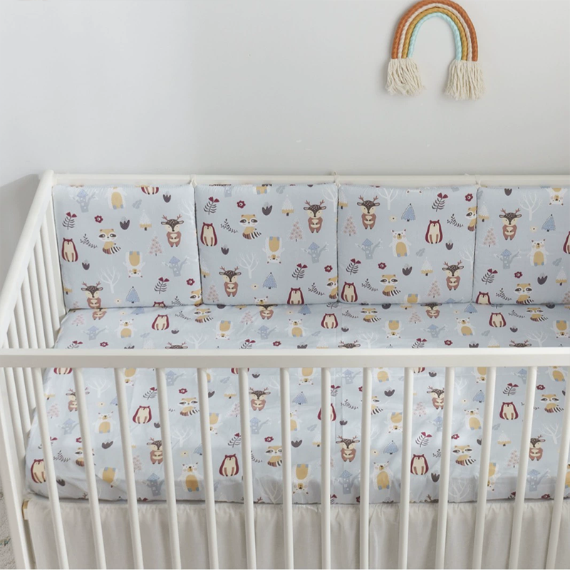 Baby Crib Around Cot Padding 6 Pieces 100% Cotton Set Soft Protective Cushions