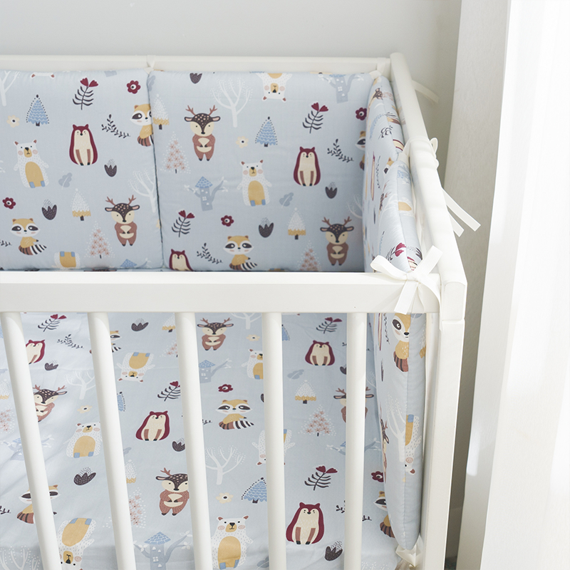 Baby Crib Around Cot Padding 6 Pieces 100% Cotton Set Soft Protective Cushions