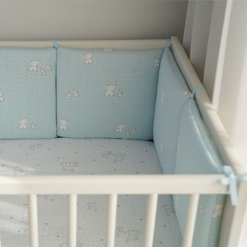 Baby Crib Around Cot Padding 6 Pieces 100% Cotton Set Soft Protective Cushions