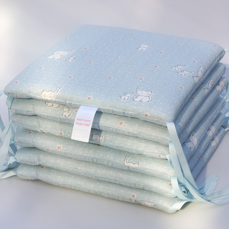 Baby Crib Around Cot Padding 6 Pieces 100% Cotton Set Soft Protective Cushions