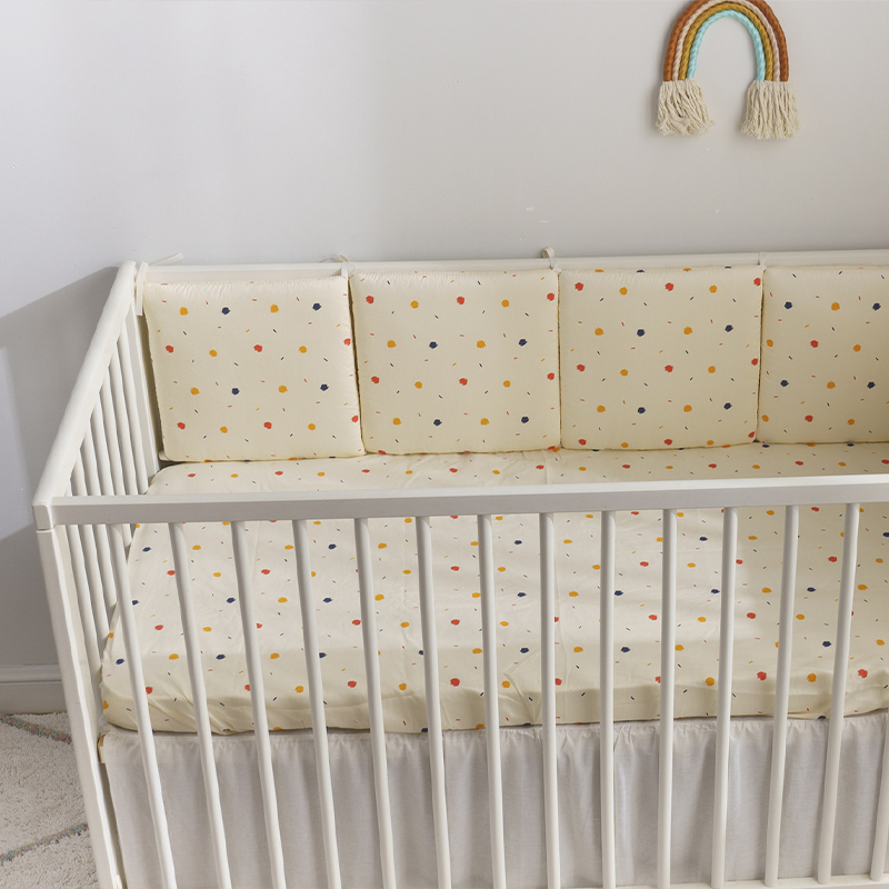 Baby Crib Around Cot Padding 6 Pieces 100% Cotton Set Soft Protective Cushions