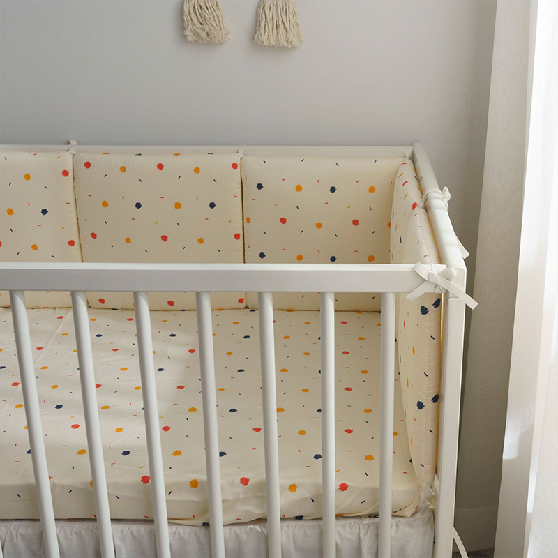 Baby Crib Around Cot Padding 6 Pieces 100% Cotton Set Soft Protective Cushions