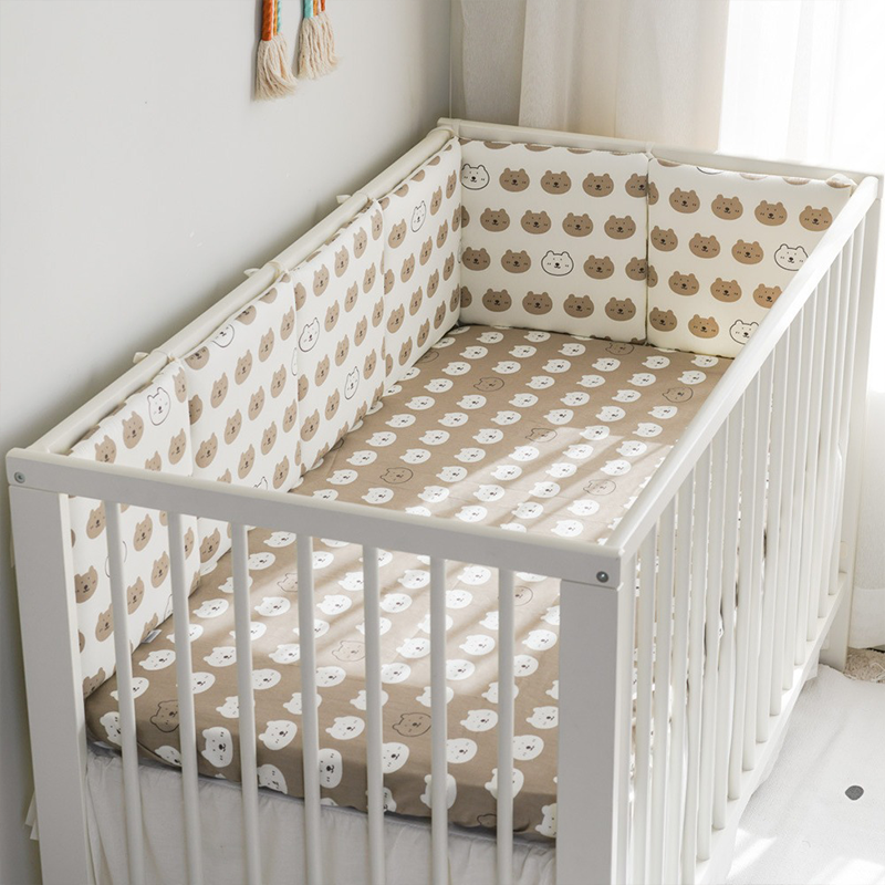 Baby Crib Around Cot Padding 6 Pieces 100% Cotton Set Soft Protective Cushions