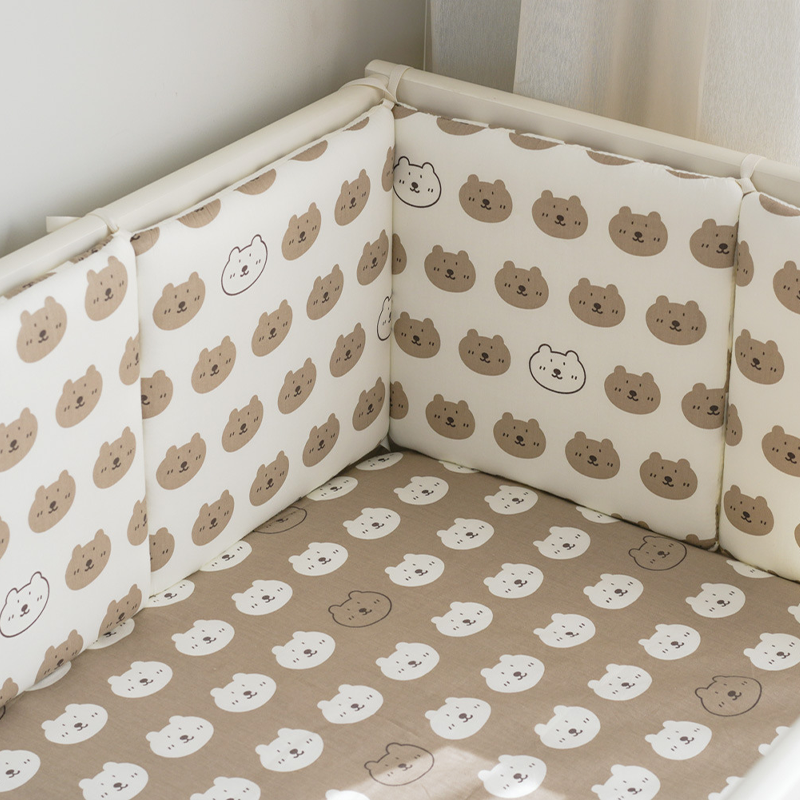 Baby Crib Around Cot Padding 6 Pieces 100% Cotton Set Soft Protective Cushions