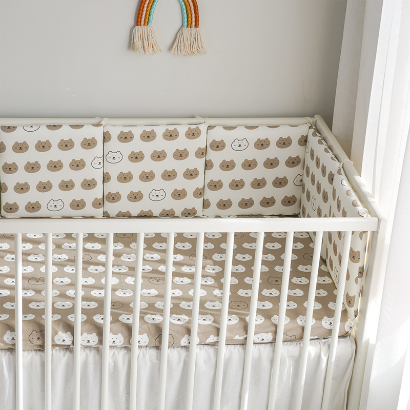 Baby Crib Around Cot Padding 6 Pieces 100% Cotton Set Soft Protective Cushions