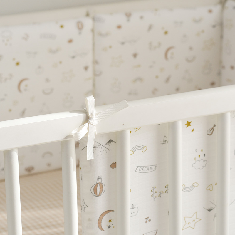 Baby Crib Around Cot Padding 6 Pieces 100% Cotton Set Soft Protective Cushions