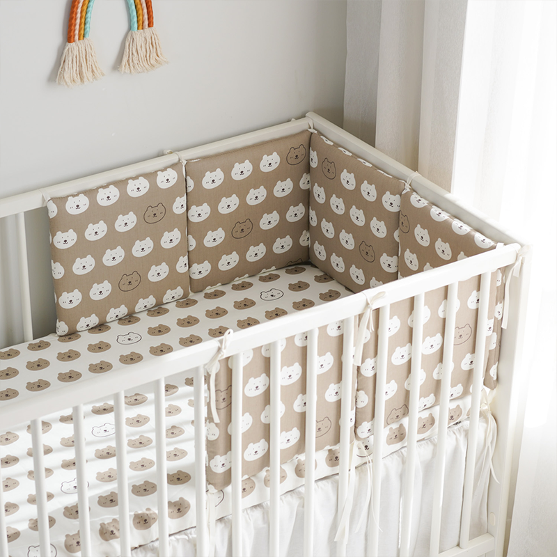 Baby Crib Around Cot Padding 6 Pieces 100% Cotton Set Soft Protective Cushions