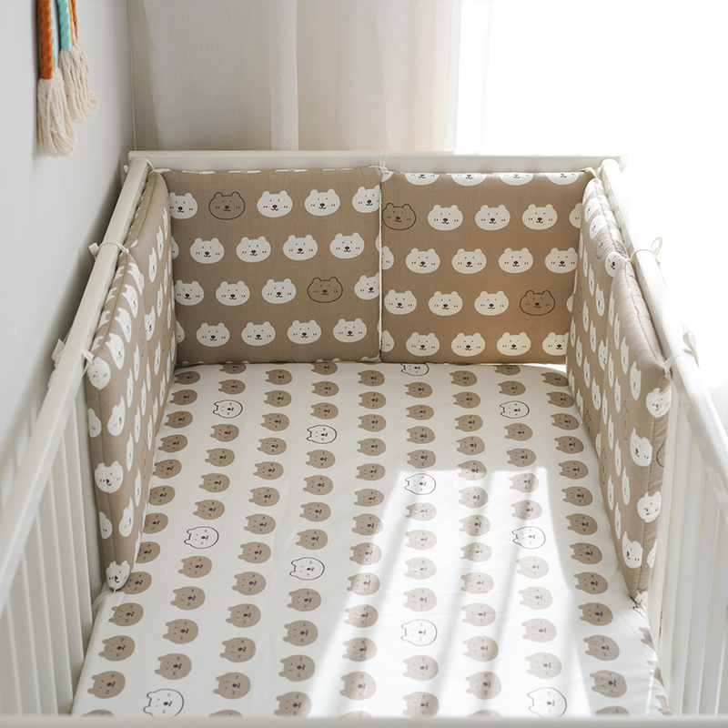 Baby Crib Around Cot Padding 6 Pieces 100% Cotton Set Soft Protective Cushions
