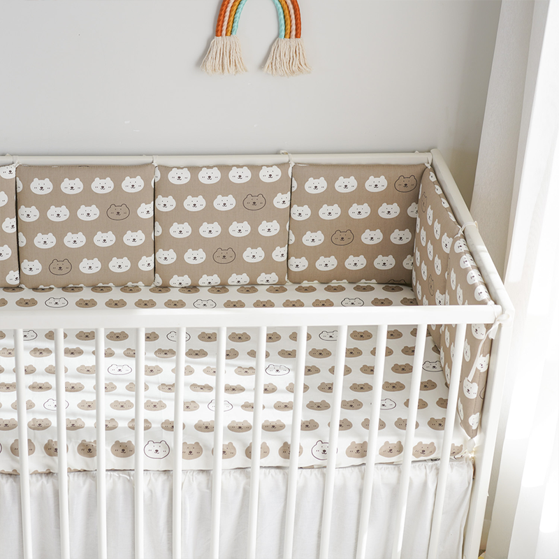 Baby Crib Around Cot Padding 6 Pieces 100% Cotton Set Soft Protective Cushions