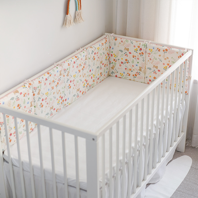 Baby Crib Around Cot Padding 6 Pieces 100% Cotton Set Soft Protective Cushions